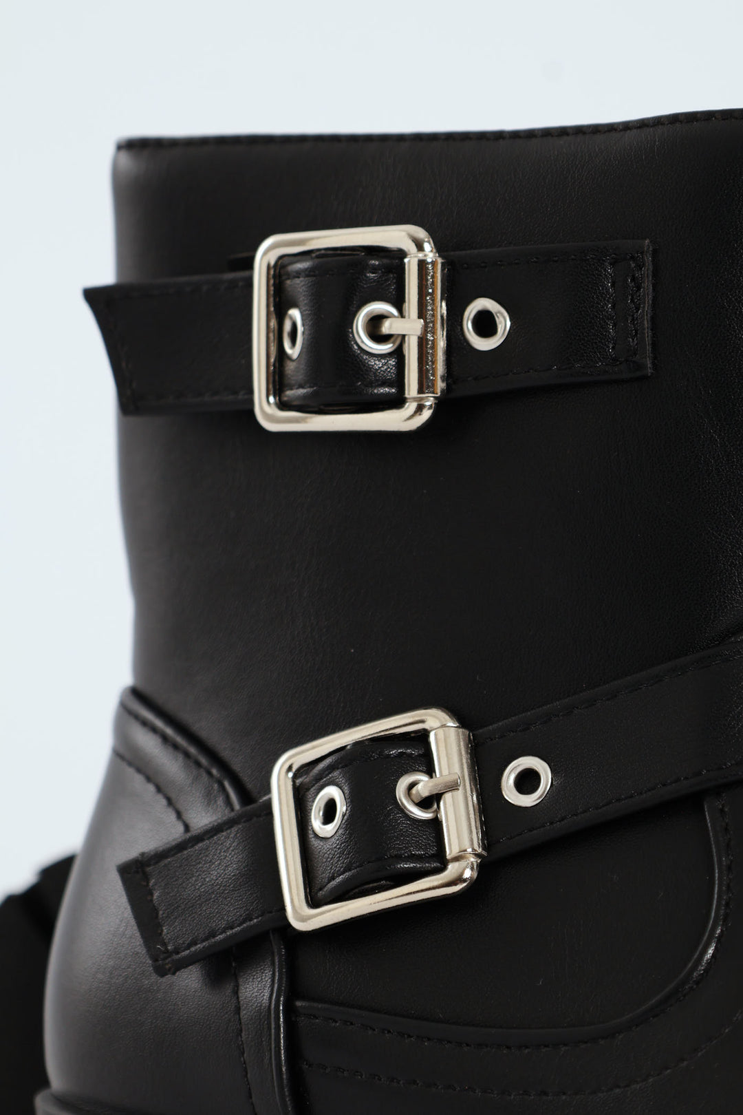 Girls PU Biker Boot - Black