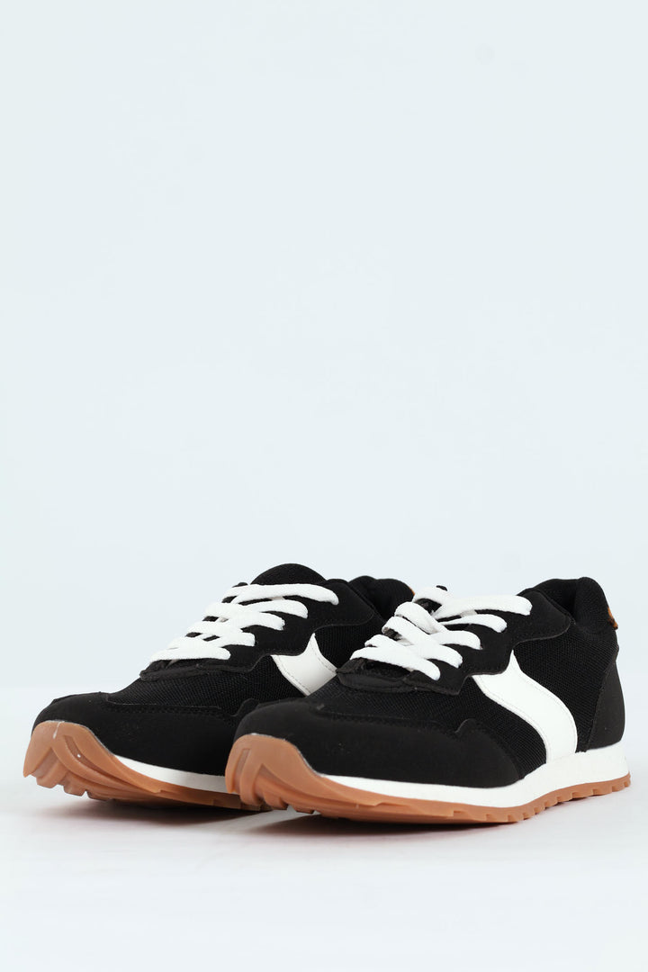 Girls Leopard Retro Sneaker - Black