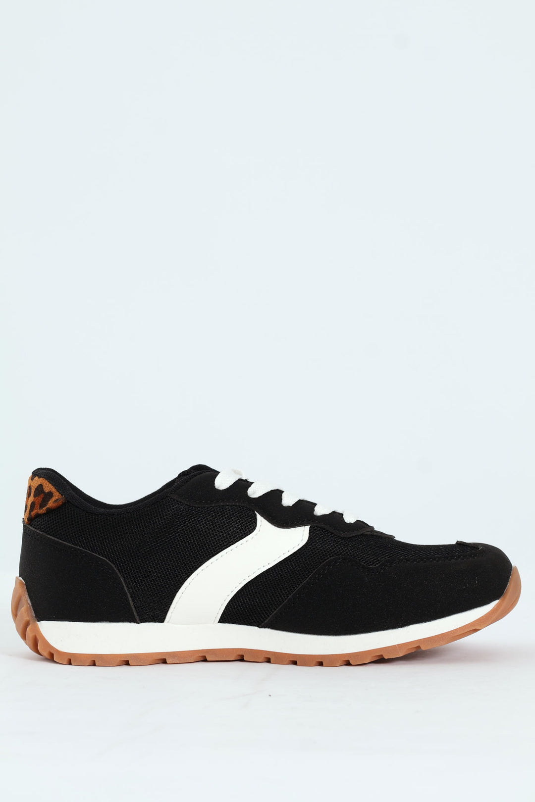 Girls Leopard Retro Sneaker - Black