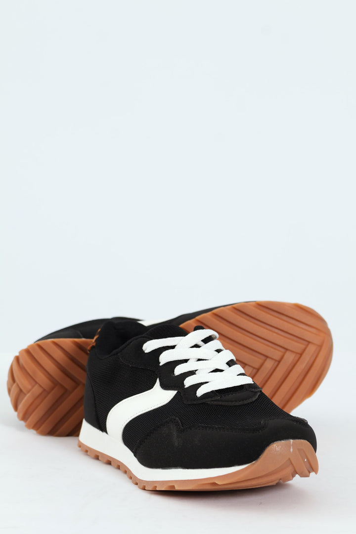 Girls Leopard Retro Sneaker - Black