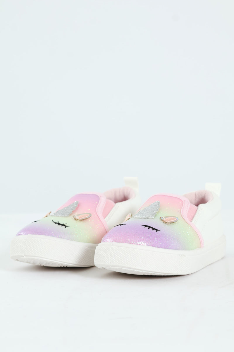 Pre-Girls Rainbow Glitter Slip On Sneaker