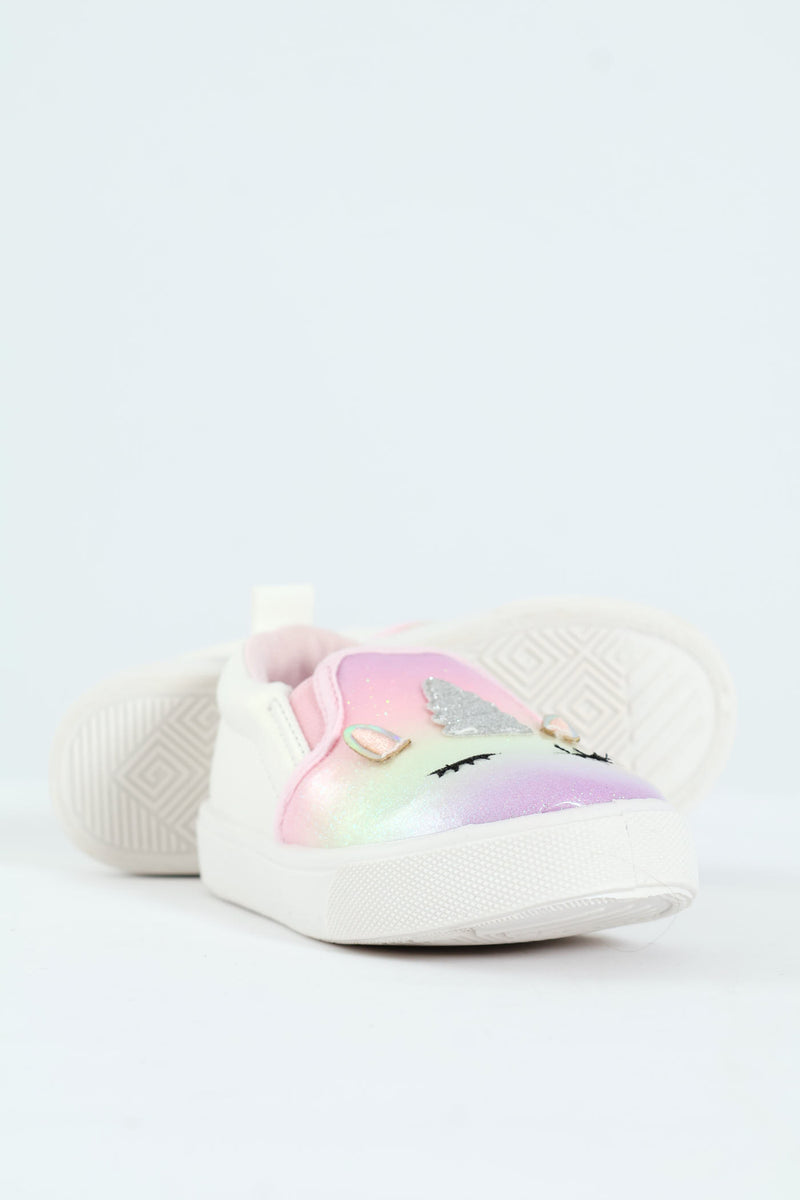 Pre-Girls Rainbow Glitter Slip On Sneaker