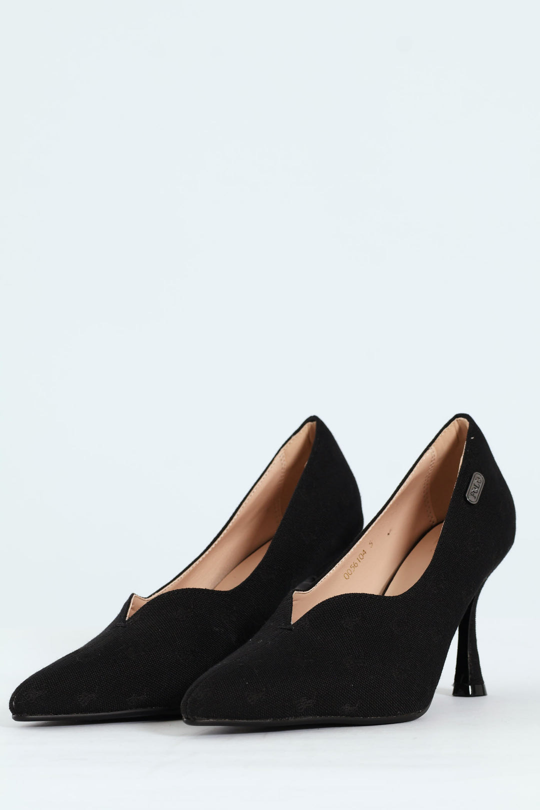 Jacquard Monogram Pointed Toe Court Heel - Black