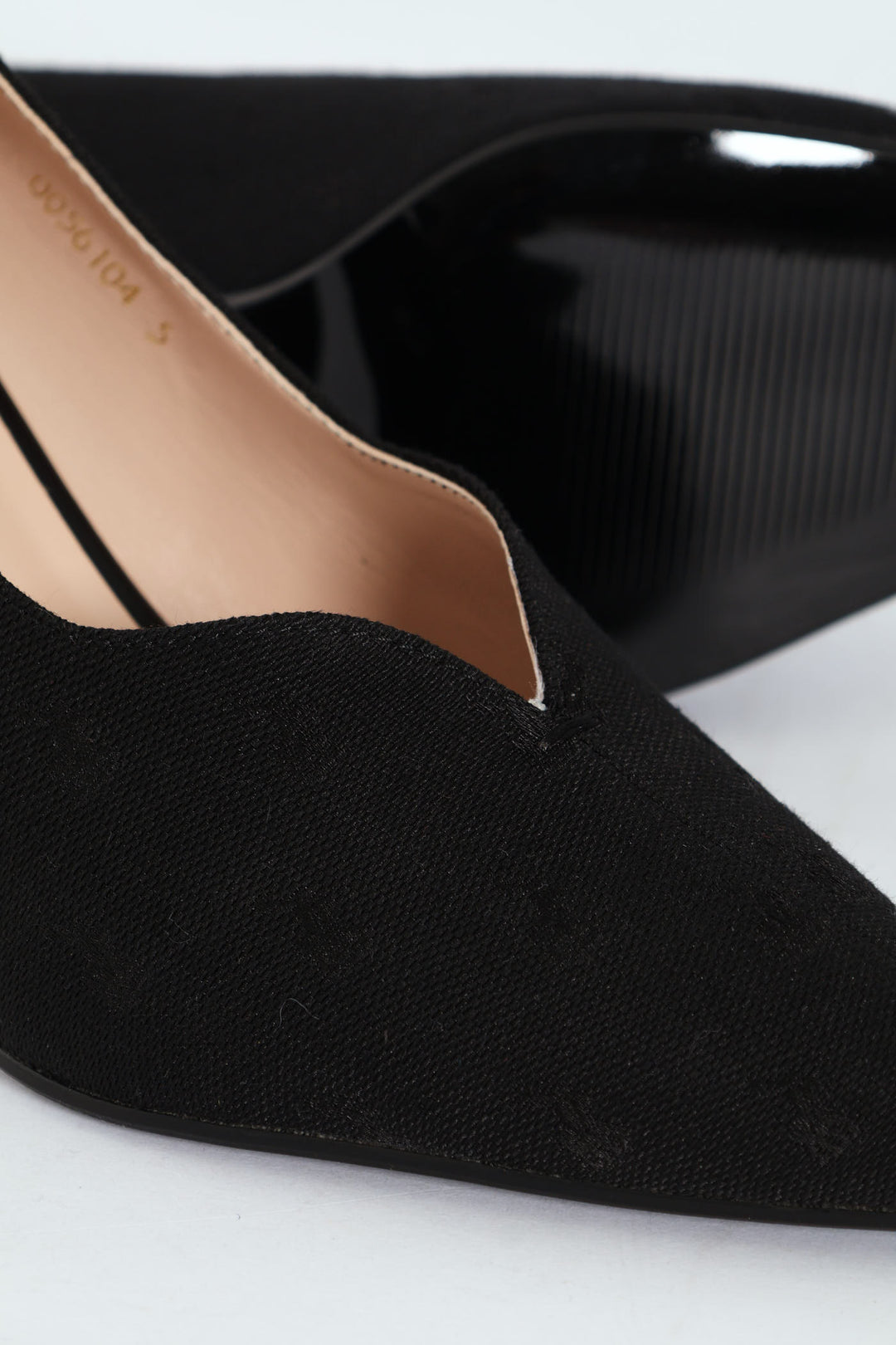Jacquard Monogram Pointed Toe Court Heel - Black