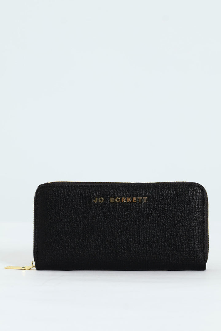 Carrie Pebble Raised Logo Ziparound Purse - Black