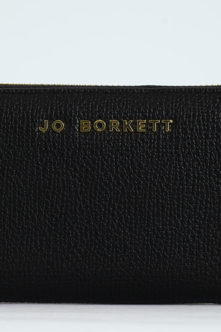 Carrie Pebble Raised Logo Ziparound Purse - Black