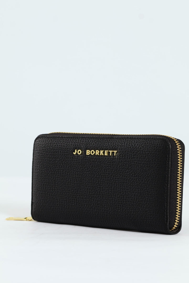 Carrie Pebble Raised Logo Ziparound Purse - Black