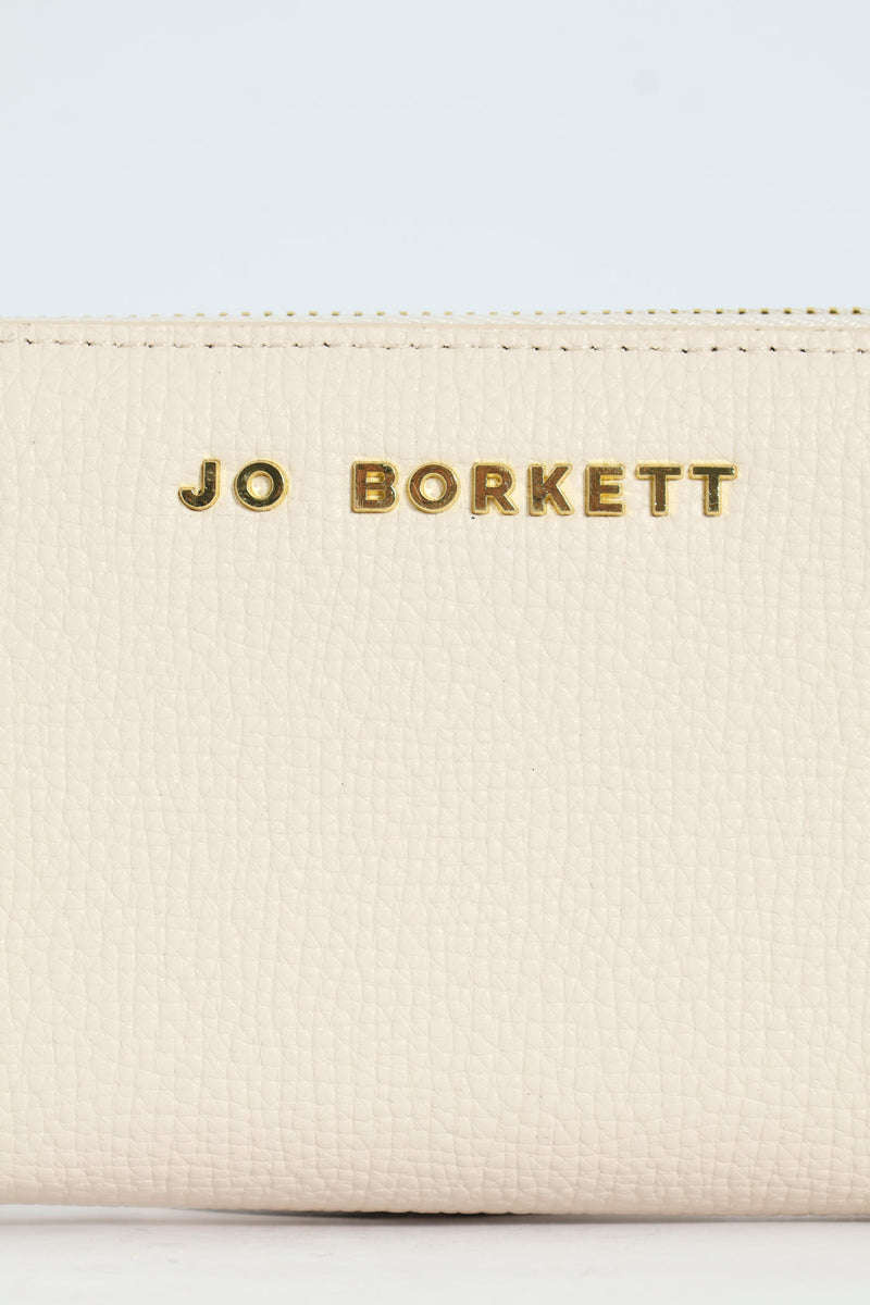 Carrie Pebble Raised Logo Ziparound Purse - Cream