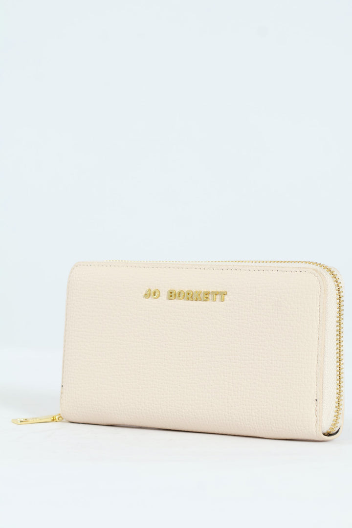 Carrie Pebble Raised Logo Ziparound Purse - Cream