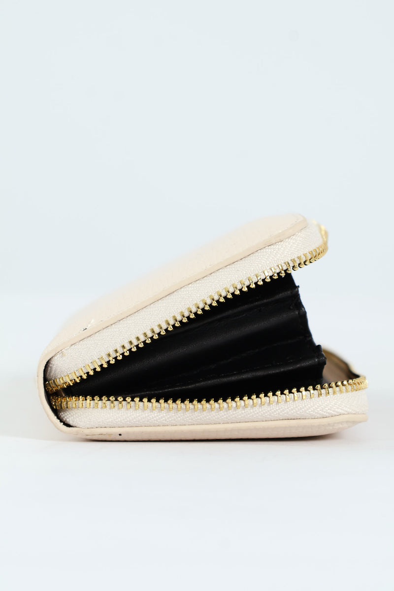 Carrie Pebble Raised Logo Ziparound Purse - Cream