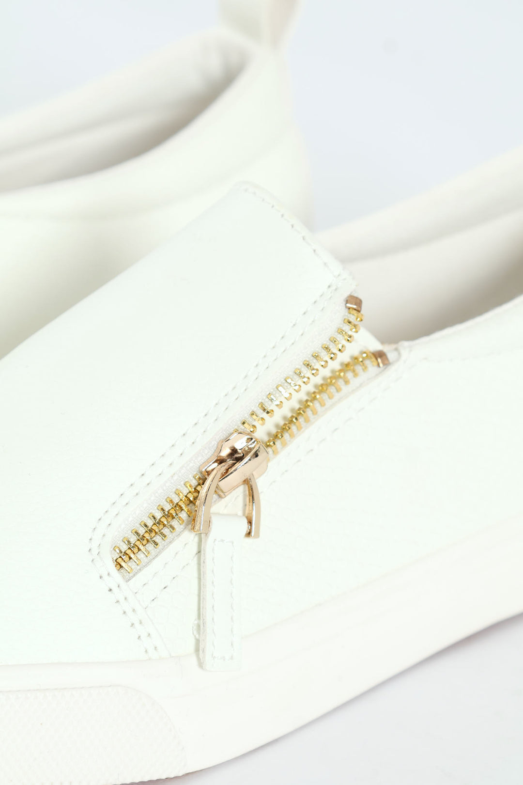 Slip On Platform Sneaker With Zip - Off White