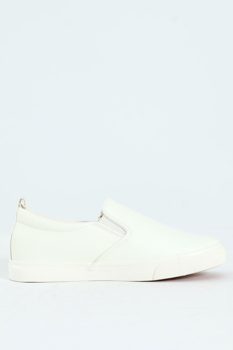 Slip On Platform Sneaker With Zip - Off White