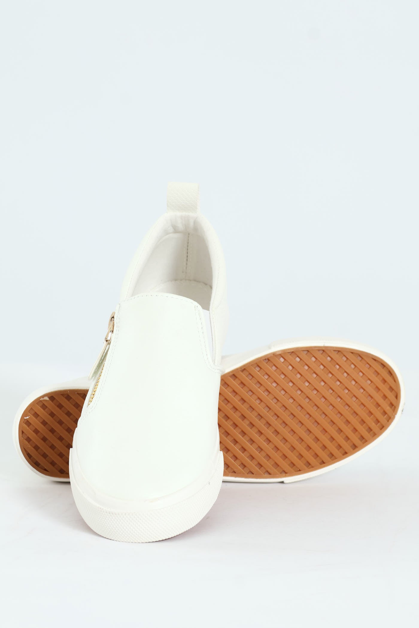 Ladies Slip On Platform Sneaker With Zip - Off White – Edgars