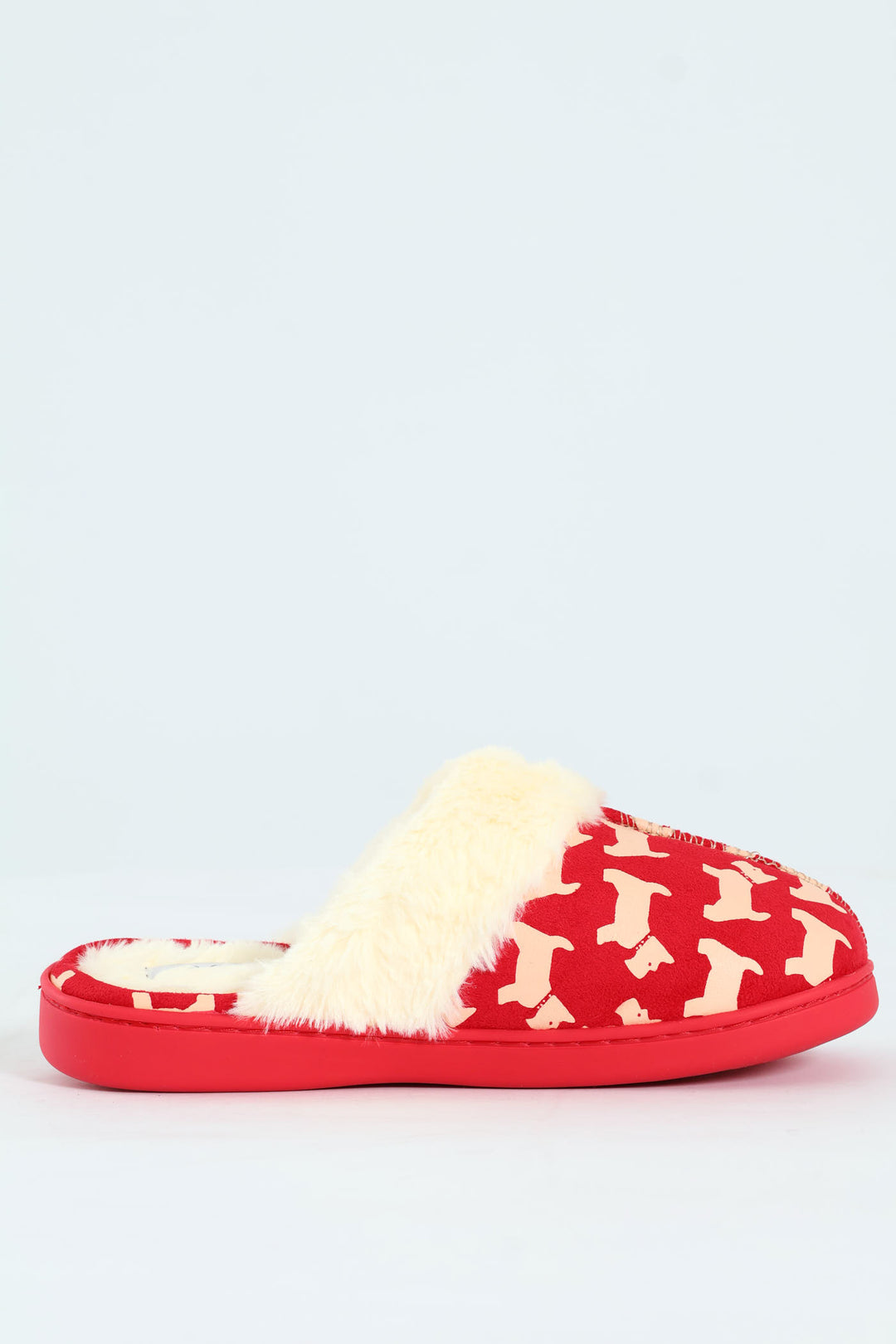 Scotty Dog Slipper With Fur Topline - Red