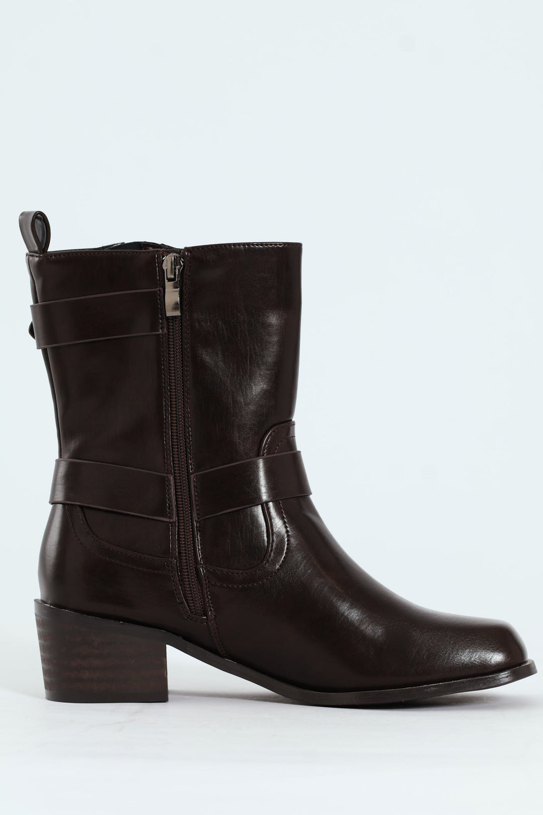 Belted Chunky Military Boot - Chocolate