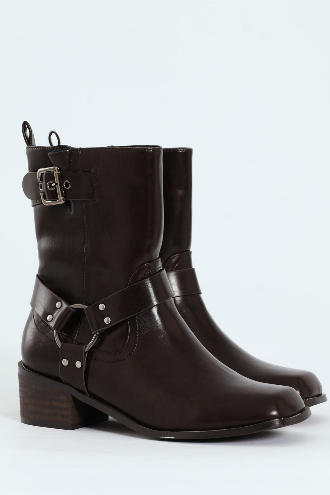 Belted Chunky Military Boot - Chocolate