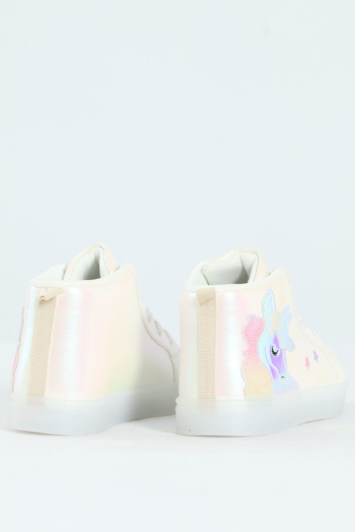 Pre-Girls Unicorn Light-Up High-Top Sneaker - White