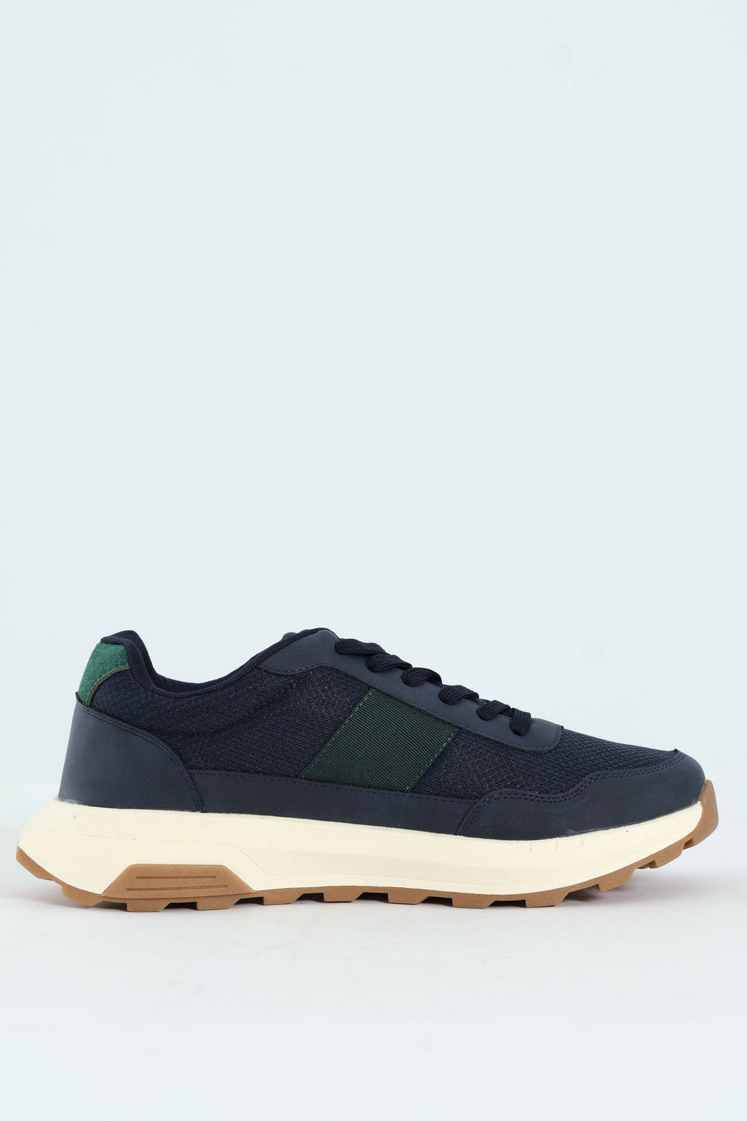 Lace Up Retro Stripe Trainer - Navy
