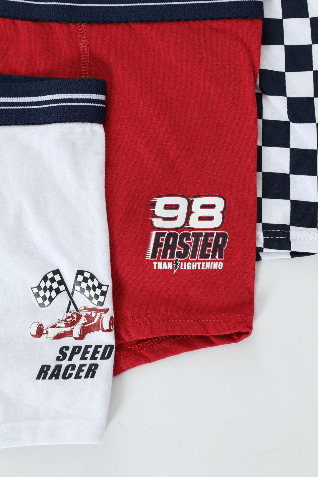 Boys 3 Pack Printed Racer Check Boxers