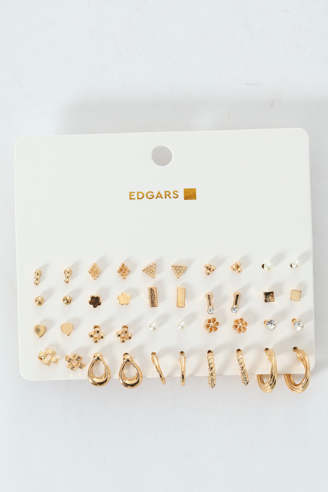 20 Pack Floral Stud Small Hoop Earrings - Gold