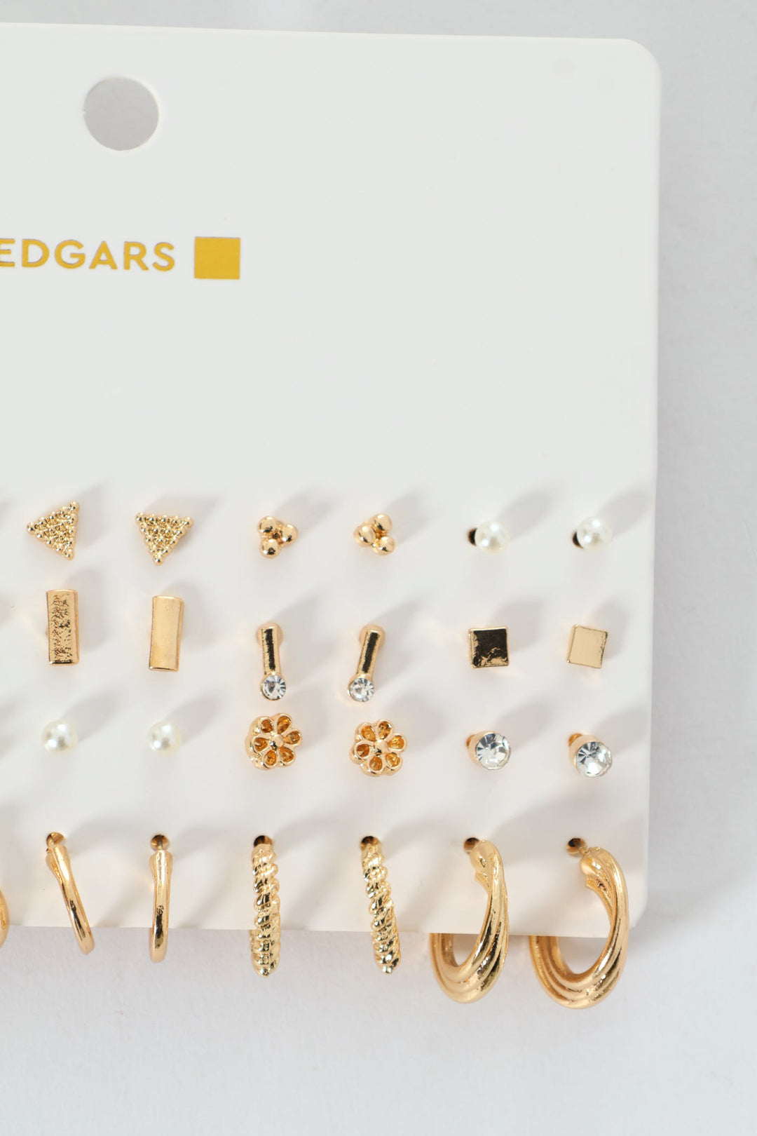 20 Pack Floral Stud Small Hoop Earrings - Gold