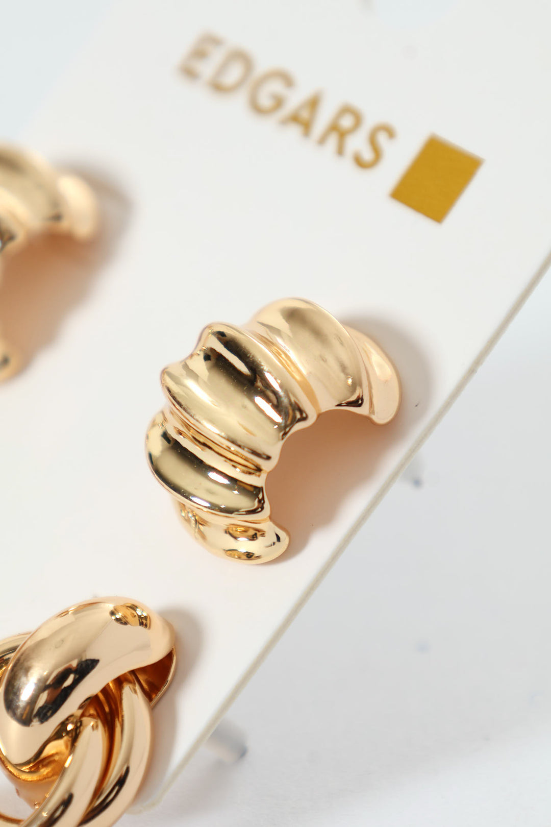 2 Pack Small Rigid Hoop & Doorknocker Earrings - Gold