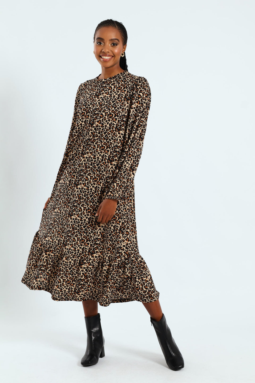 frill hem long sleeve dress Long Sleeve Button Front Frill Hem Detail Shirt Dress In Blue | EGO US