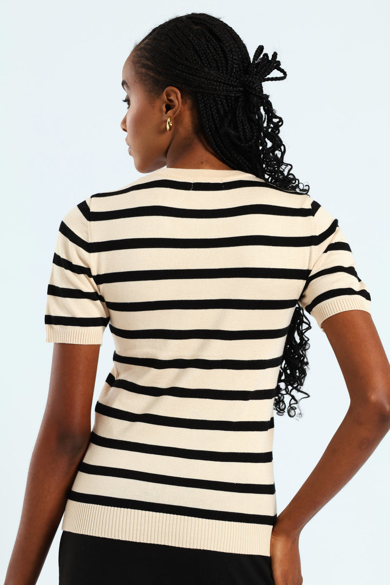 Stripe Pullover - Stone