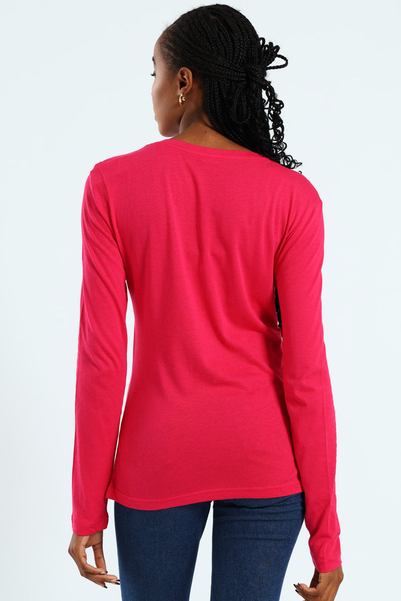 Long Sleeve Modal Crew Top - Magenta