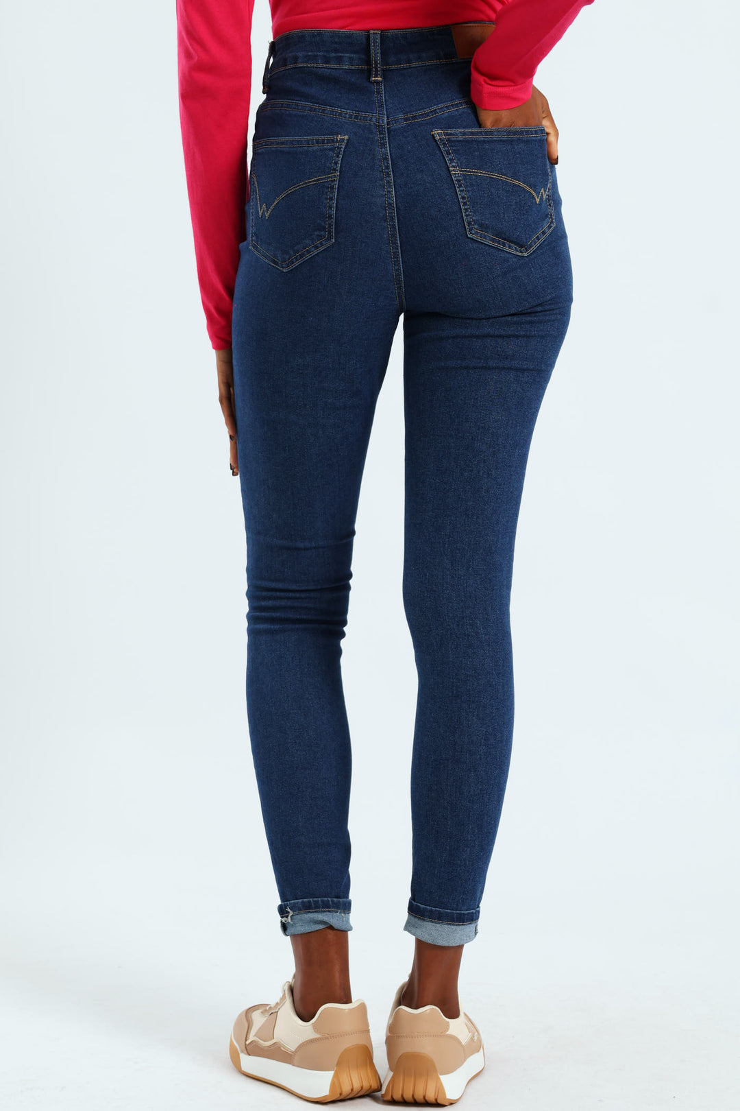 Turn Up Hem Skinny Jean - Med Wash