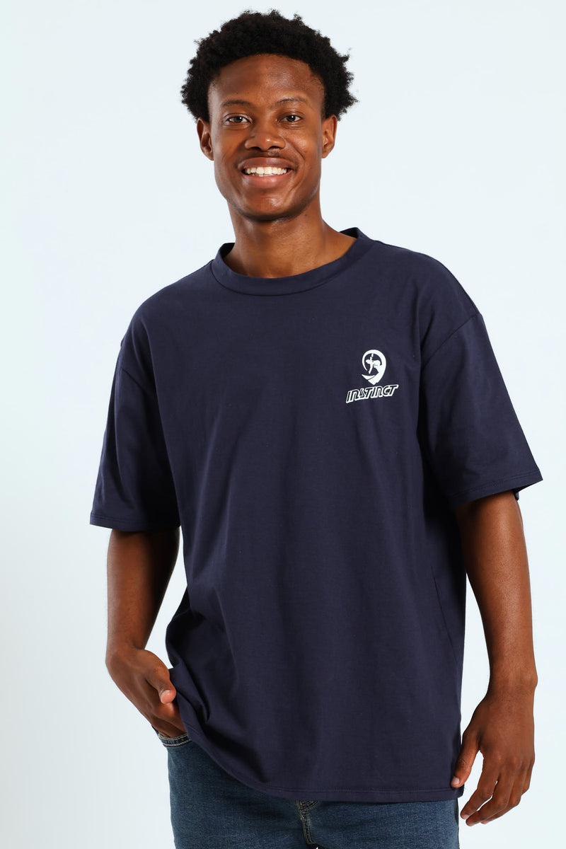 Vintage Chest Print Tee - Navy