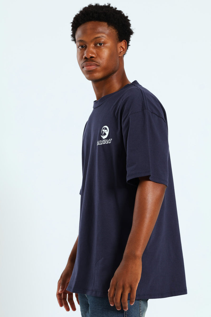 Vintage Chest Print Tee - Navy