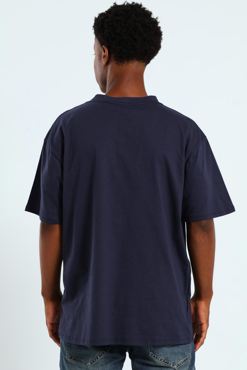Vintage Chest Print Tee - Navy