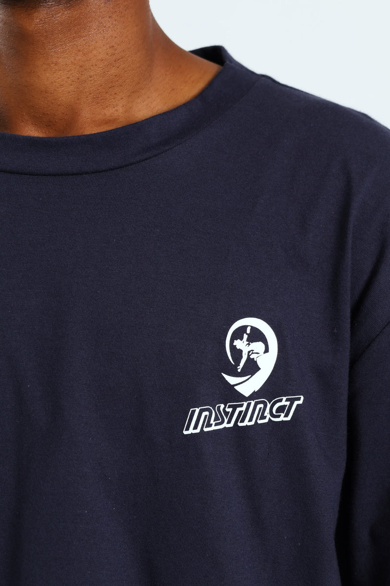 Vintage Chest Print Tee - Navy