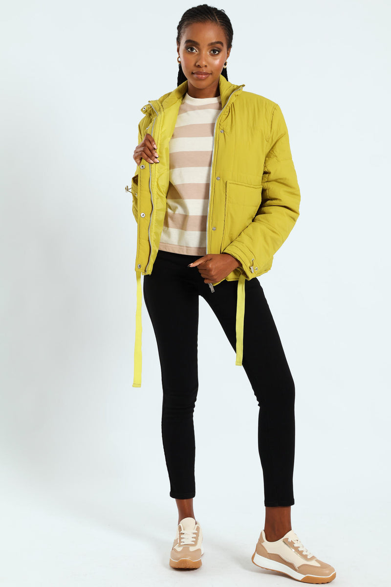 Light Weight Boxy Quilted Puffer - Chartreuse