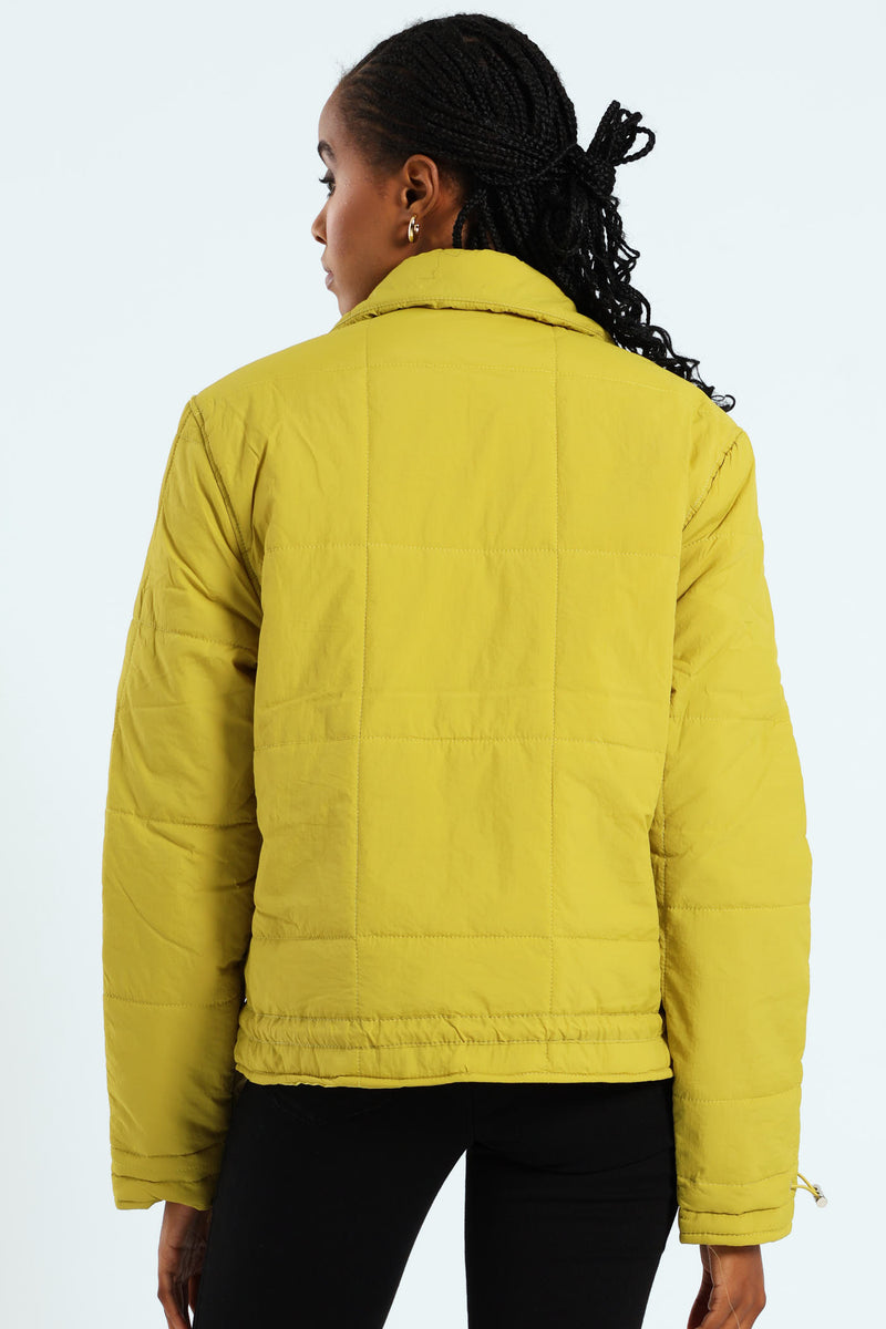 Light Weight Boxy Quilted Puffer - Chartreuse
