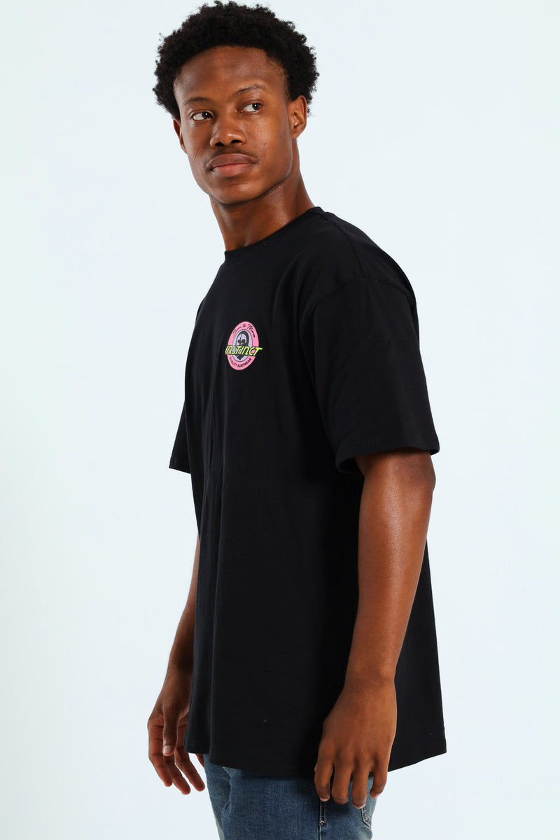 Bubblegum Chest Print Tee - Black