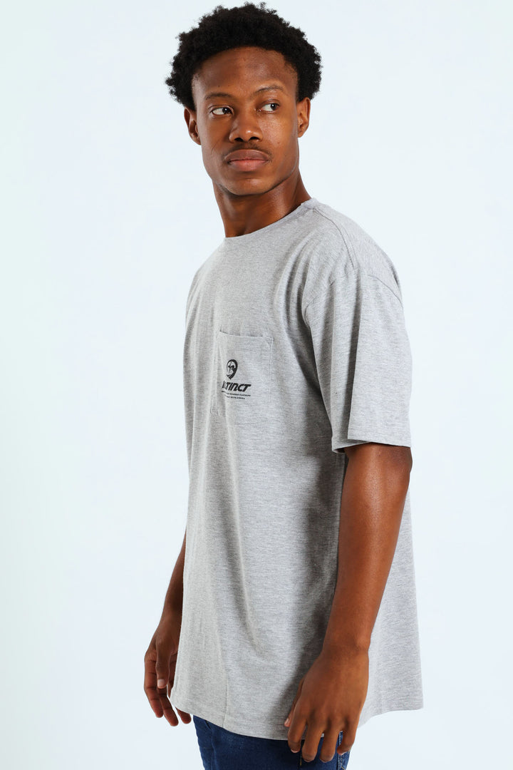 Vintage Chest Print Tee - Grey