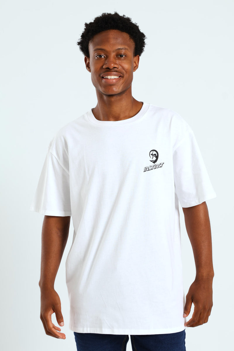Vintage Chest Print Tee - White