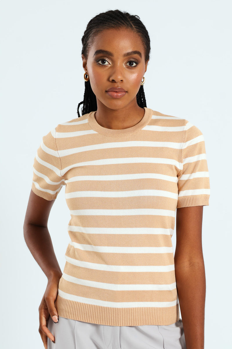 Stripe Pullover - Camel