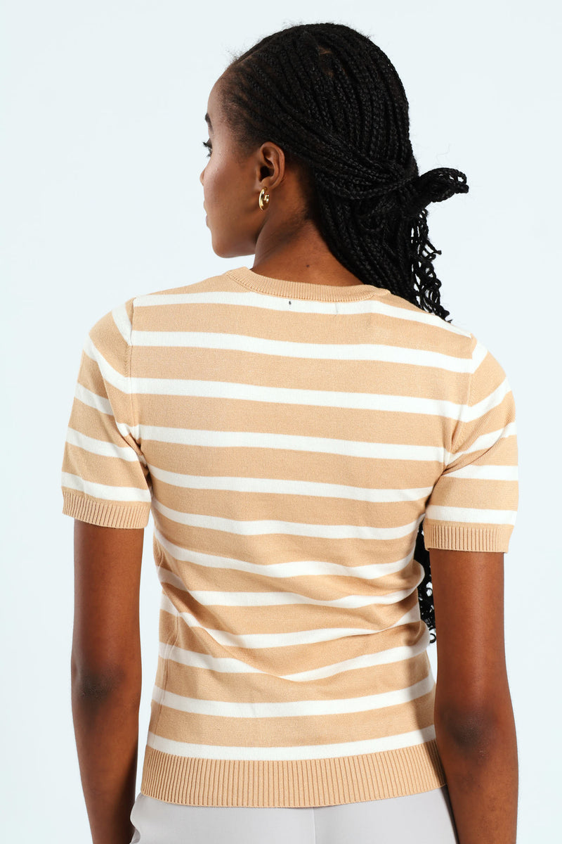 Stripe Pullover - Camel