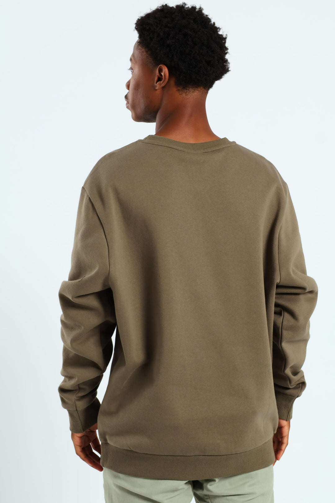 Print Fleece Crew Top - Khaki