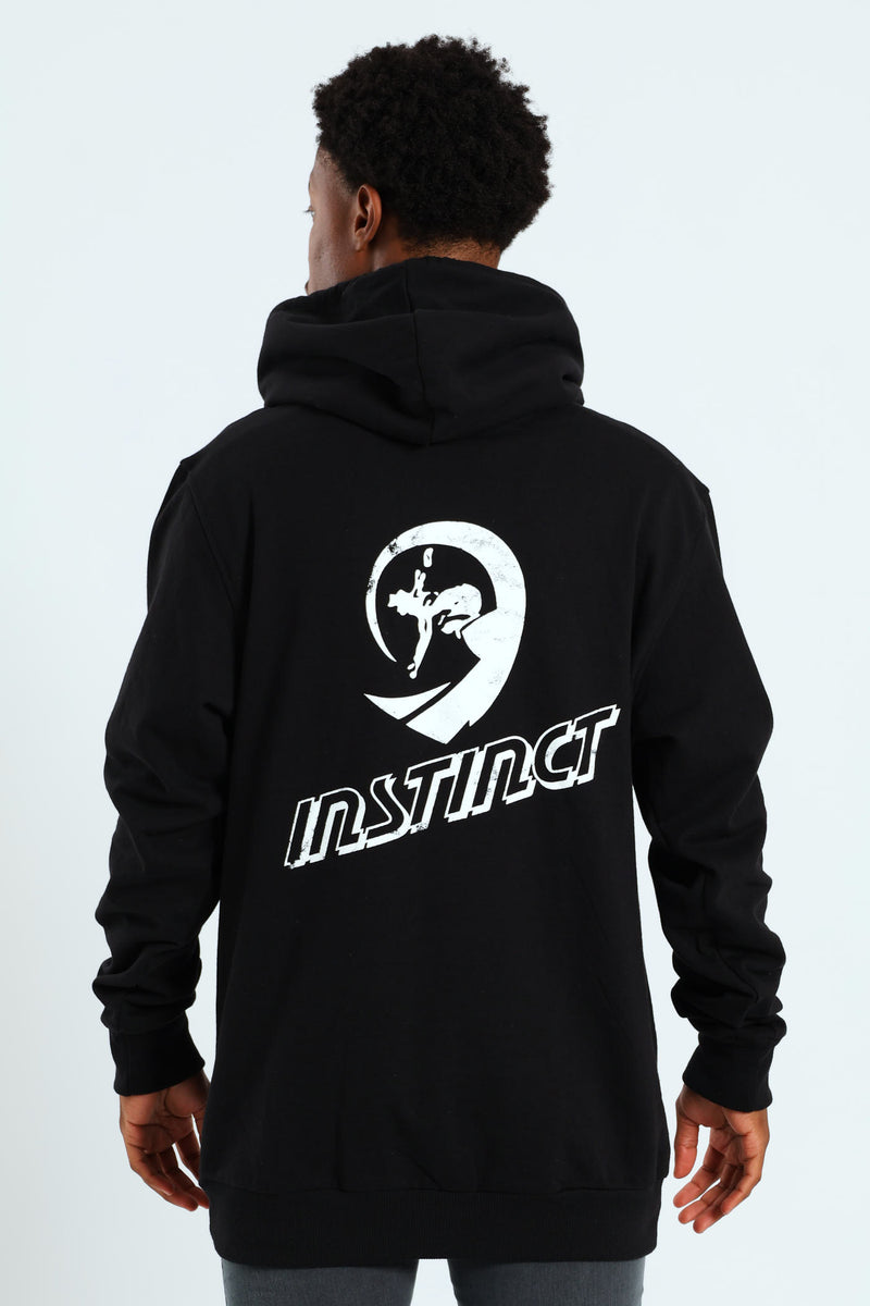 Vintage Print Hoodie - Black