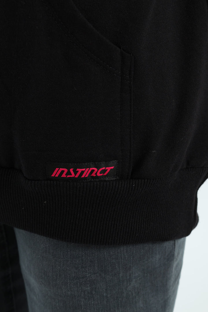 Vintage Print Hoodie - Black