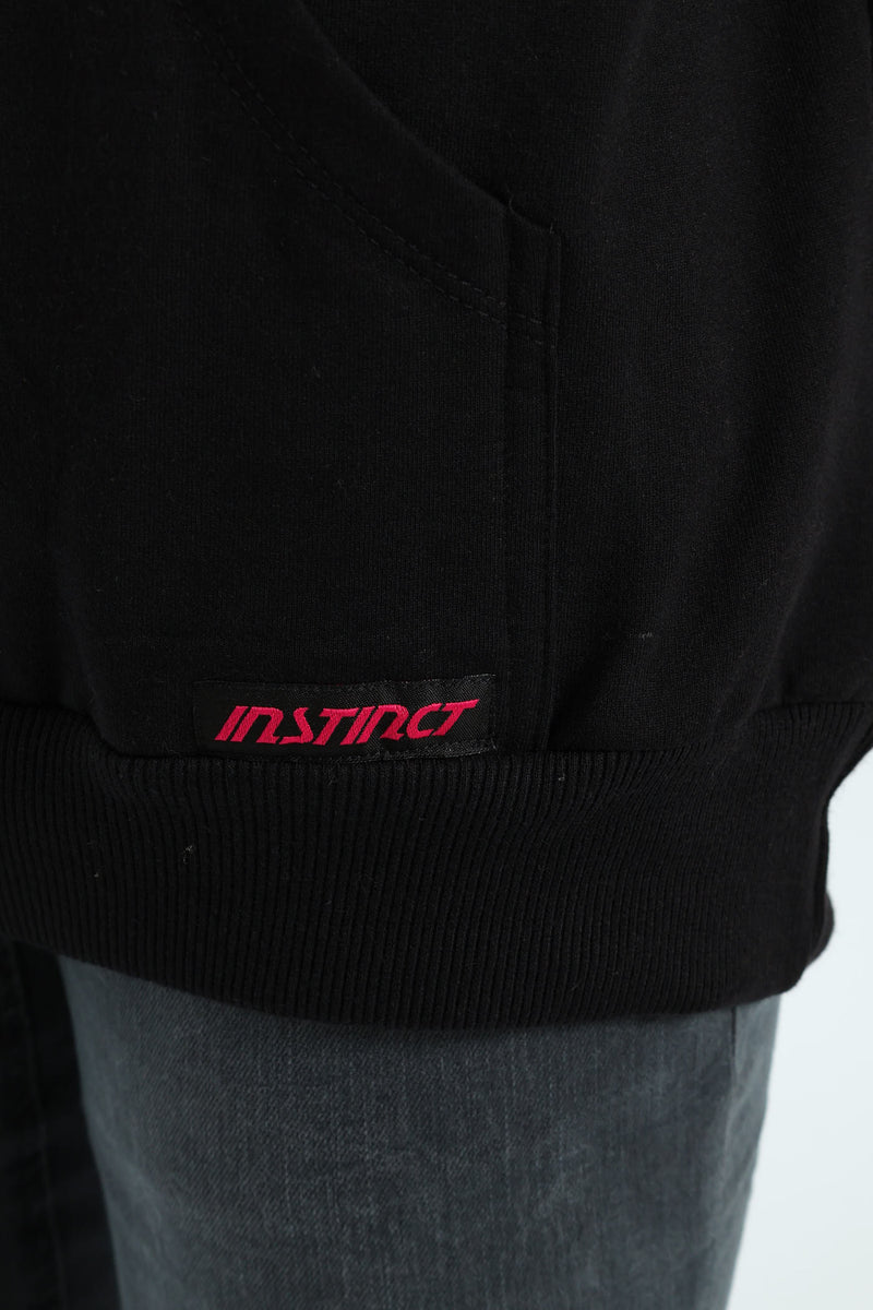 Vintage Print Hoodie - Black