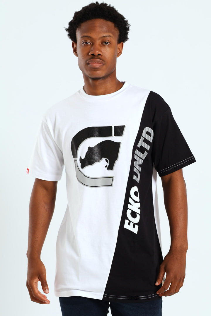 Diagonal Script Tee - White