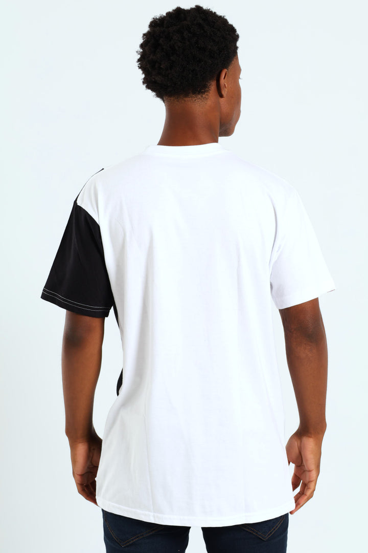 Diagonal Script Tee - White