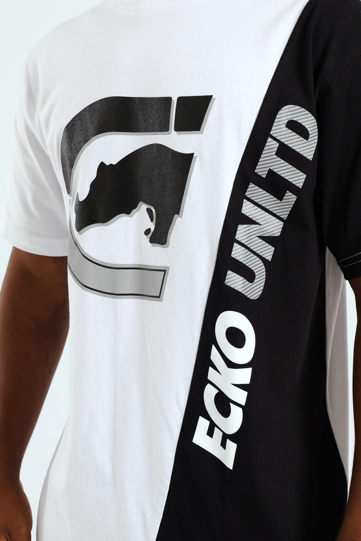 Diagonal Script Tee - White