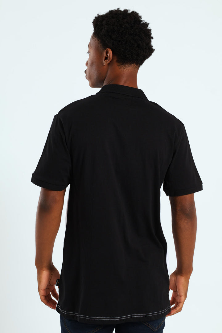 Colourblock Gothic Print Golfer - White/Black