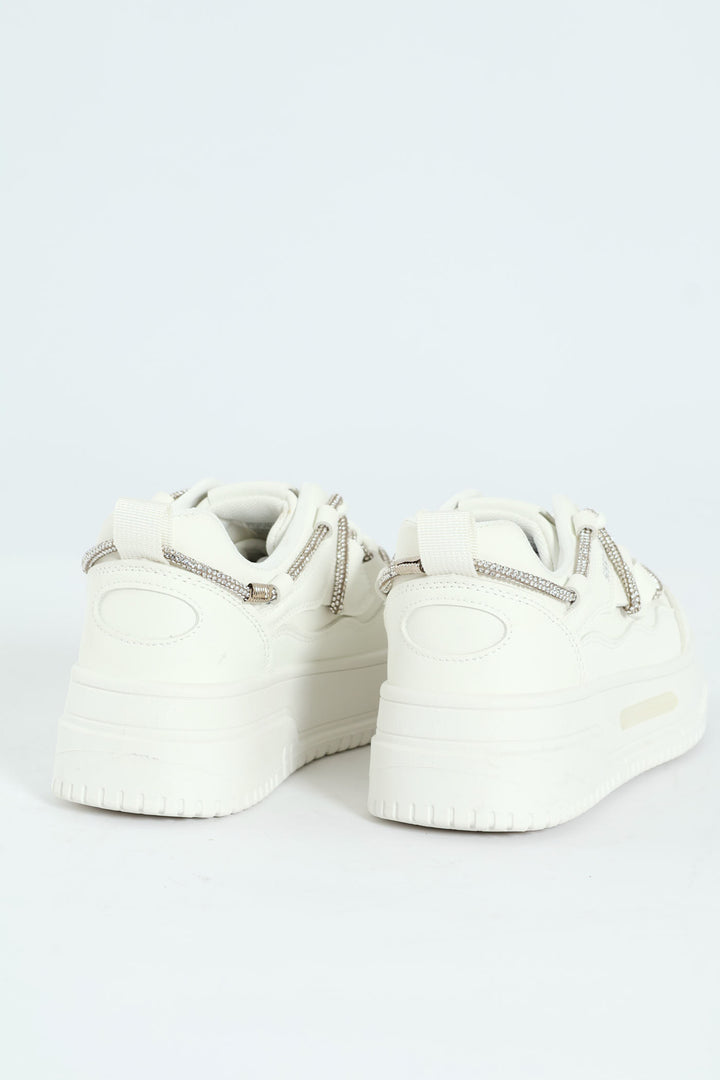 Diamante Band Chunky Sneaker - White